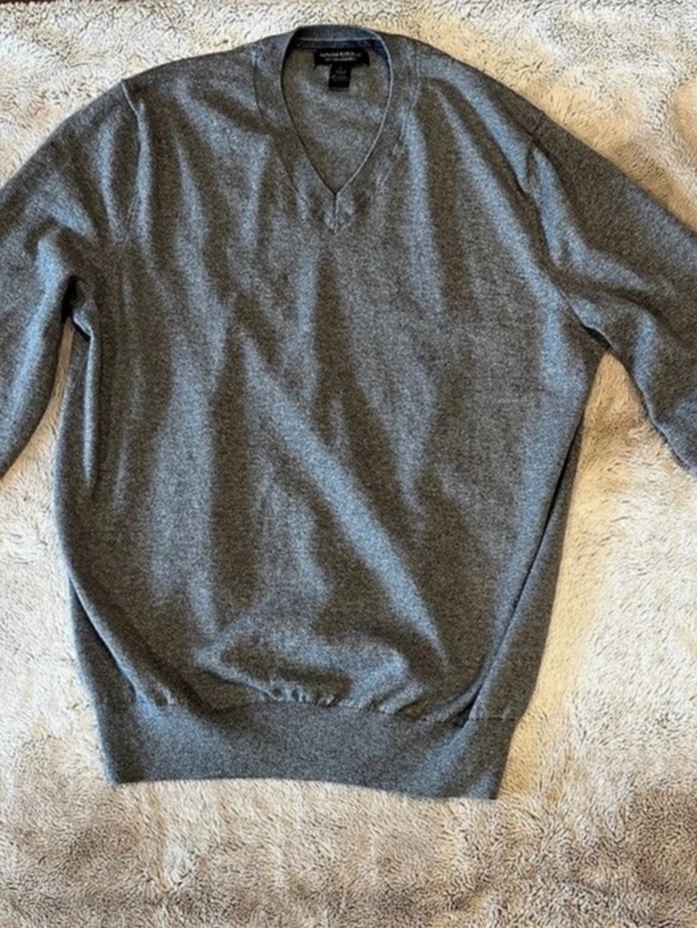 Banana Republic Silk Cotton Cashmere V-Neck Sweater Gray Large